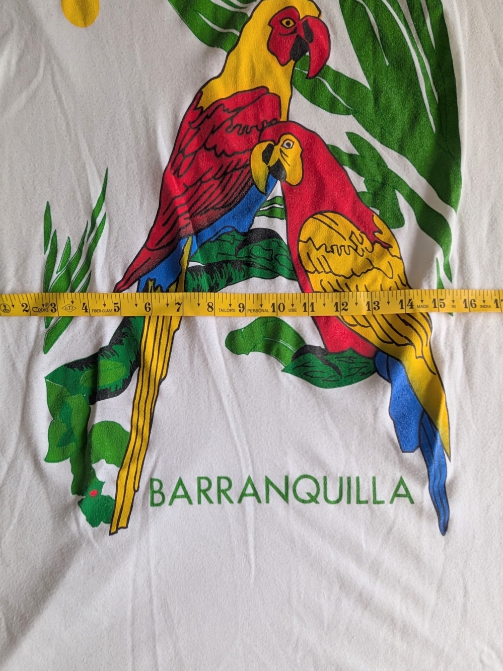 Vintage White Parrot Graphic Mini Shirt Dress with 'Barranquilla' Print - Picture 8 of 8